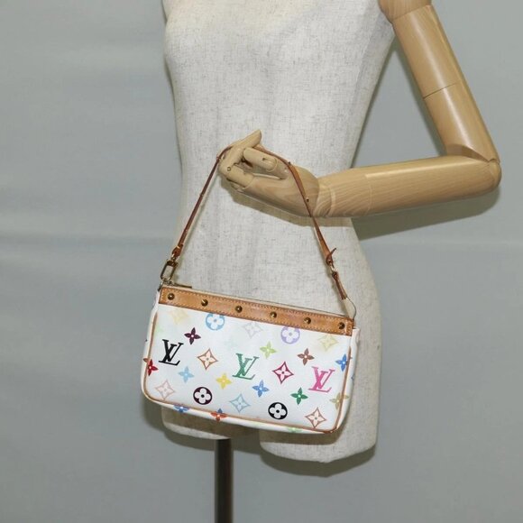 LOUIS VUITTON Multicolor Pochette Accessoires Pouch White M92649 LV Auth 131817V - Picture 3 of 16